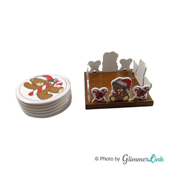 Vintage Ceramic Teddy Bear Coasters Christmas Around the World By House of Lloyd - Picture 1 of 10